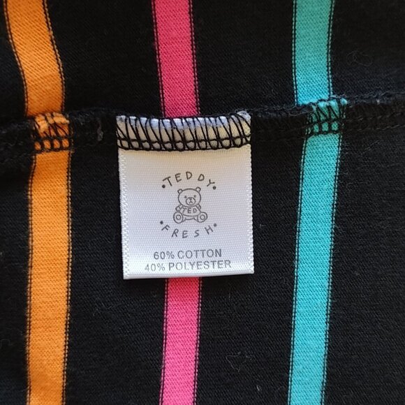 Teddy Fresh Men's Multicolor Striped T-Shirt Crewneck Streetwear Grunge Medium - Picture 10 of 11